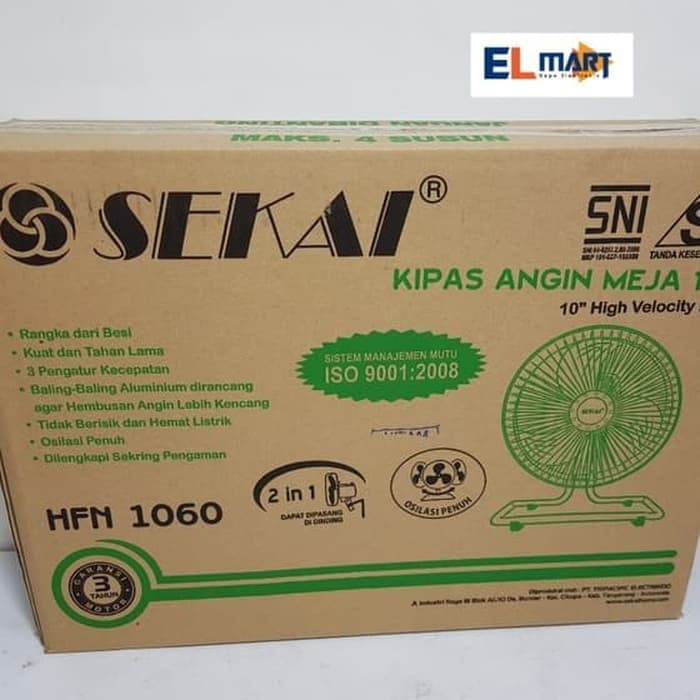 Kipas angin Meja baling besi 10 inch 2in1 SEKAI Desk Fan 10&quot;  HFN 1060 - HFN1060 SNI Angin Kencang