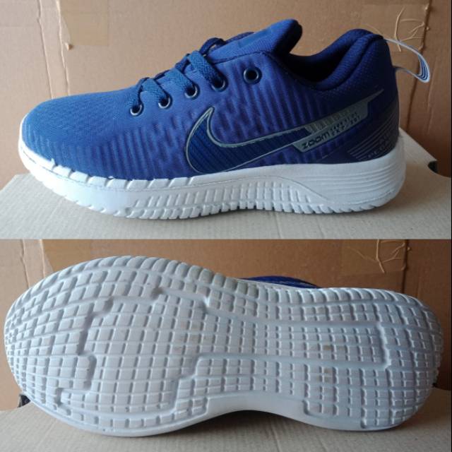 Sepatu Nike Zoom Navy Biru Dongker Sepatu Wanita Casual Kekinian Hits Santai Hak 3 cm Heels Murah