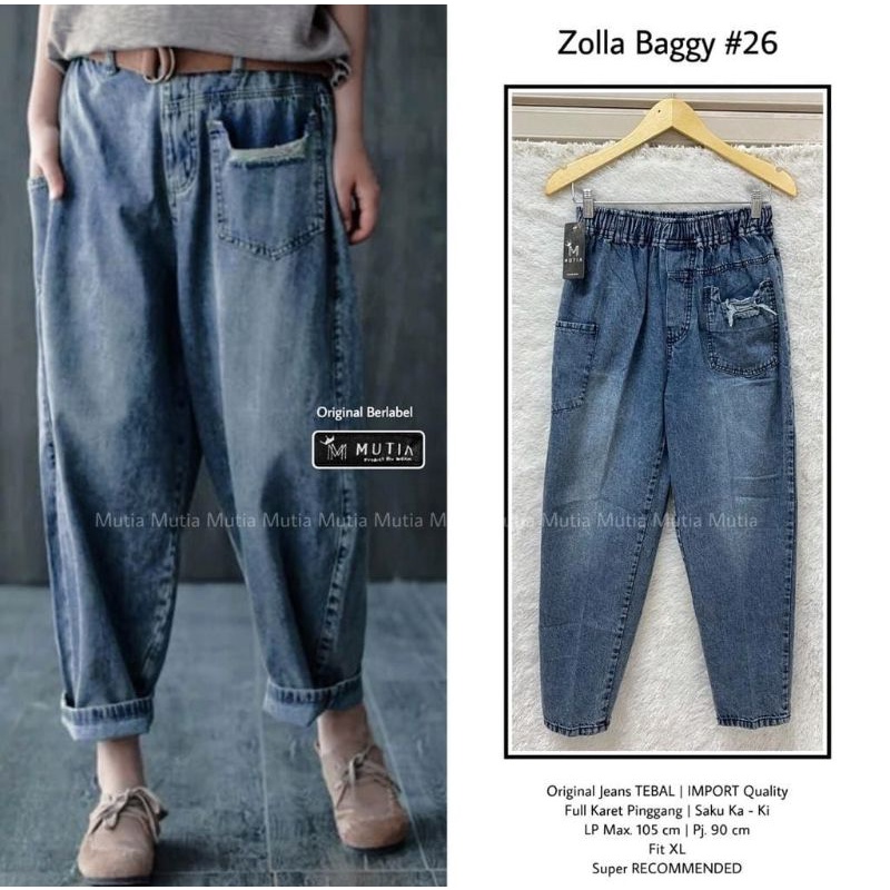 baggy jeans kantong sobek kekinian bahan denim premium