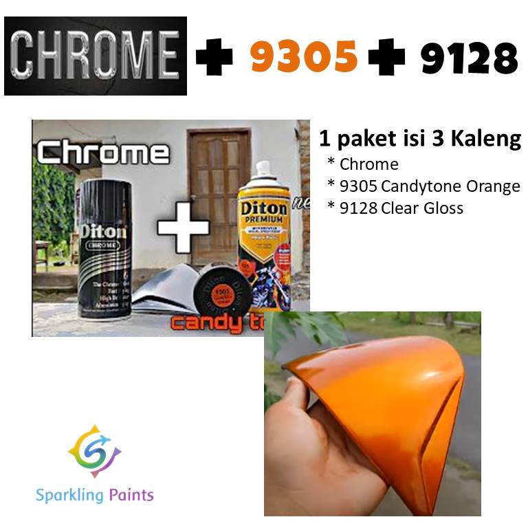 Paket Diton Chrome Smoke Orange 9305 9128 Candy Tone Kendi Oren Orens Oranye Clear Gloss