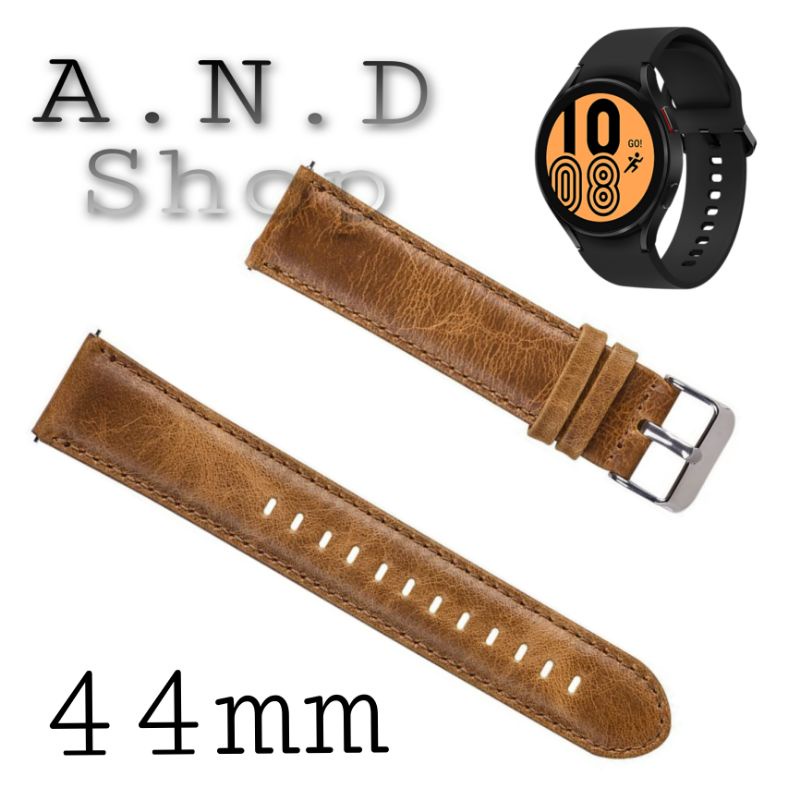 STRAP TALI JAM TANGAN LEATHER KULIT ASLI WATCH BAND SAMSUNG GALAXY WATCH 4 44MM ACC JAM SMARTWATCH