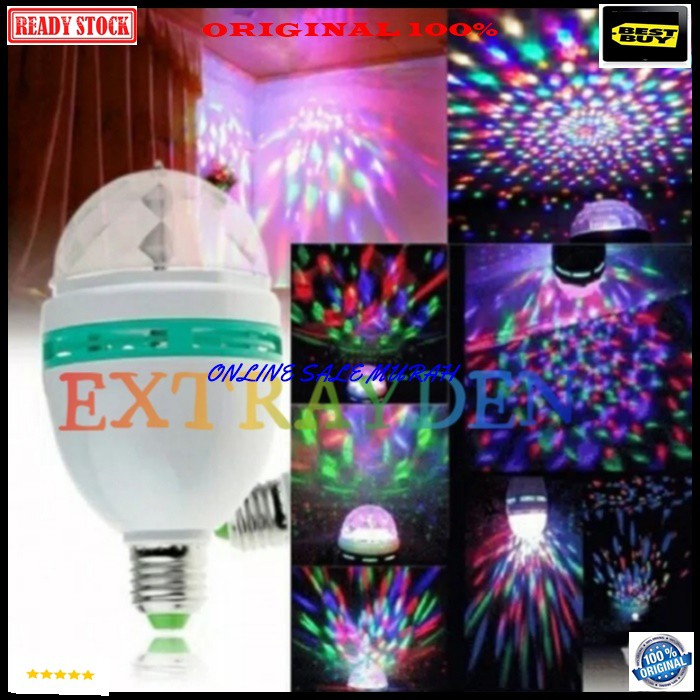 G223 Lampu disco led kelap kelip bohlam disko multi warna warni motif variasi full color colour sinar cahaya e27  Deskripsi produk: 1. Emiter lampu 3*1 watt LED 2. Ac 85260V 3.Tahan lama sampai dgn 20000 jam. 4..Dapat berputar 360 derajat 5. Caha