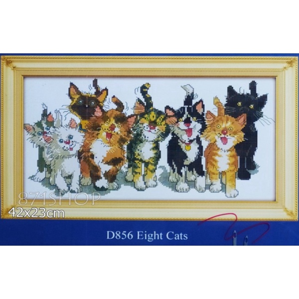 Dijual PAKET KRISTIK POLA CETAK KAIN EIGHT CAT CROSSSTITCH D856 Berkualitas