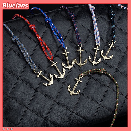 Gelang Tali Handmade Multilayer Aksen Jangkar Untuk Pria Charms