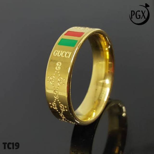 Cincin titanium couple gucci original emas silver perak palladium nikah tunangan