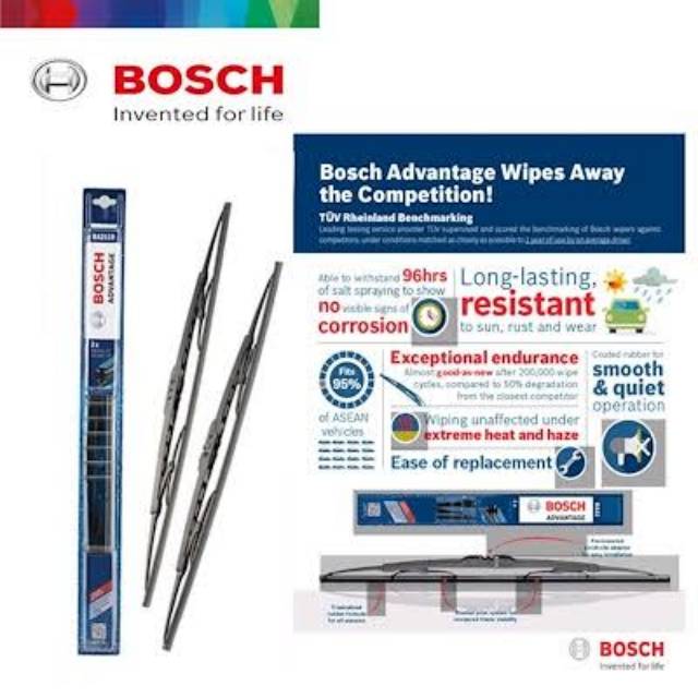 WIPER MOBIL 1 SET  ADVANTAGE BOSCH HARGA 1 PASANG ISI 2 ORIGINAL BOSCH ASLI  BOSCH ADVANTAGE CODE BA