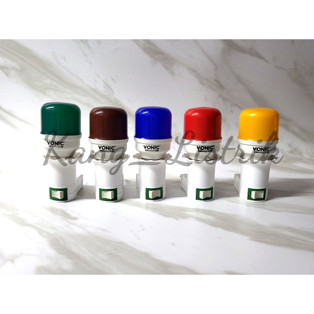 Lampu Tidur / 1 Set Lampu Tidur Fitting Colok Switch + Lampu LED Warna