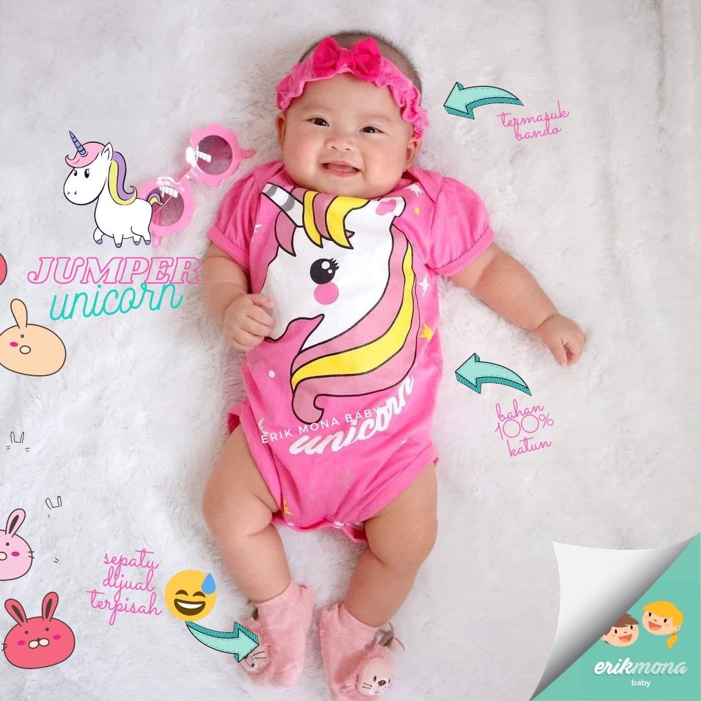 baju bayi jumper bayi lucu model unicorn