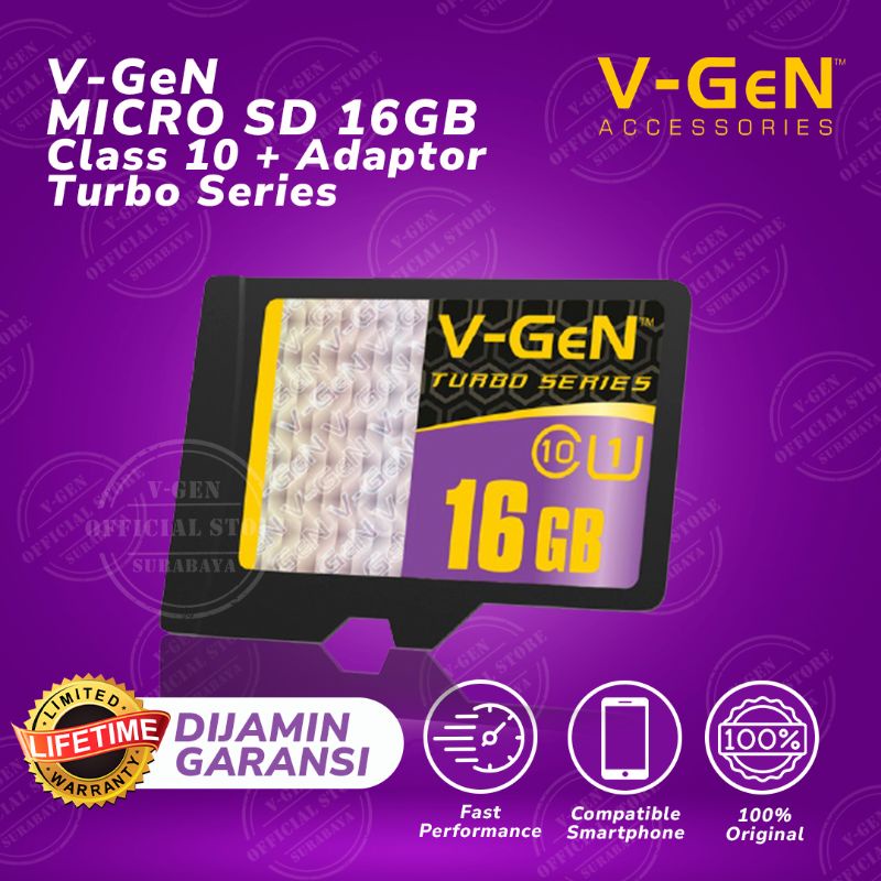 Micro SD VGEN 16GB Clas 10 / Turbo Adaptor