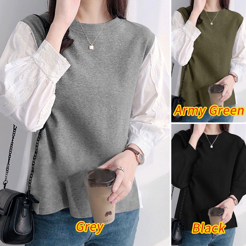 ZANZEA Women Casual Blouse Solid Crew Neck 3/4 Sleeve Holiday Spring Work Shirt