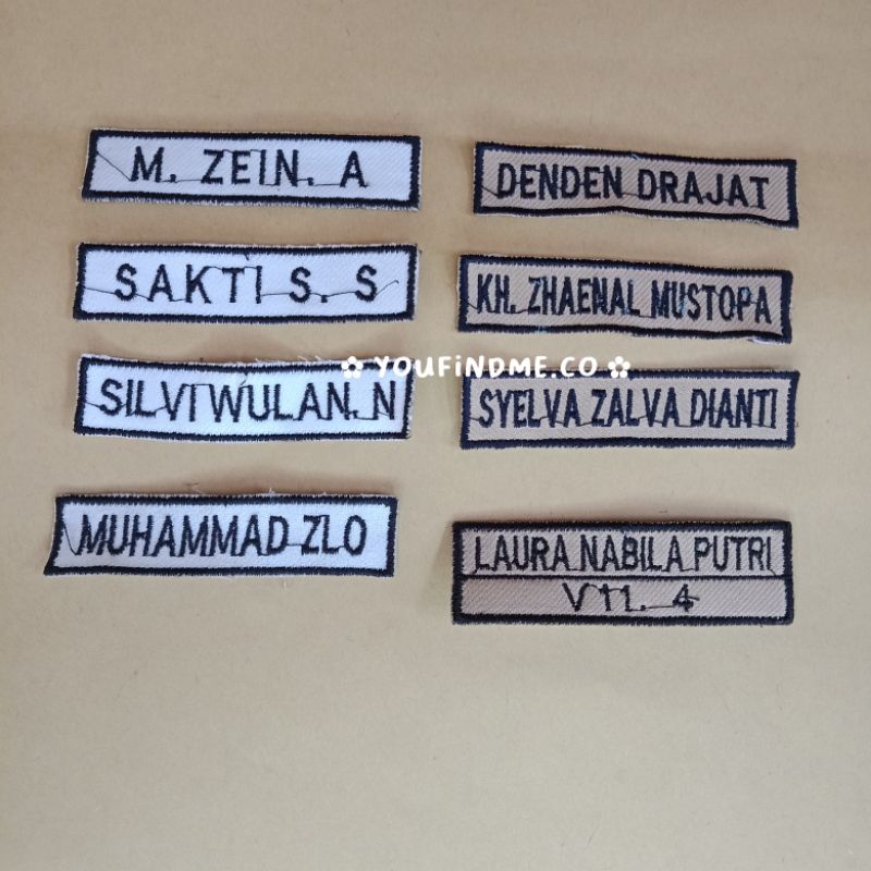 

Nama Bordir Seragam/ Nama Bordir Sekolah/ Papan Nama Bordir/ Name Tag Bordir