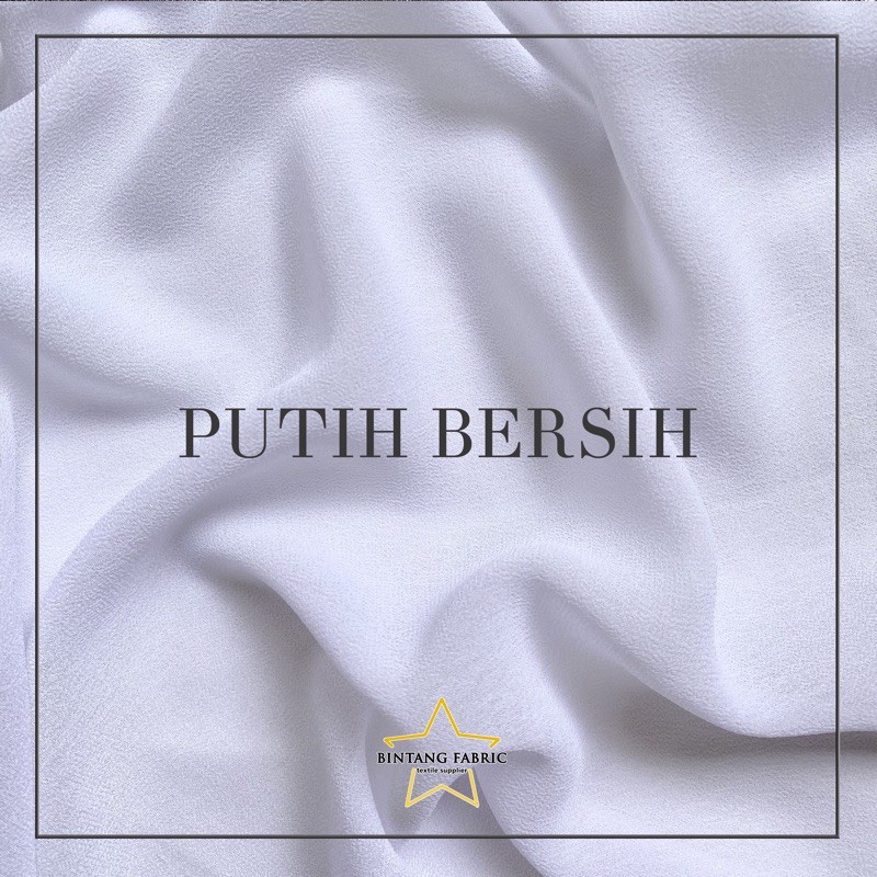 Bahan Kain Ceruti Ceruty Baby doll Premium 1/2 meter-Putih Bersih