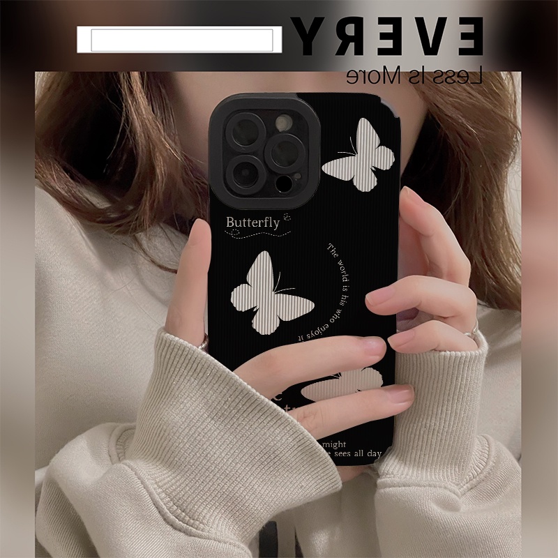 Soft Case Silikon Motif Kupu-Kupu Putih Untuk Iphone 13 Pro Max / 12 Pro / 11 / Xr / XS / 6 / 6S / 7 / 8plus