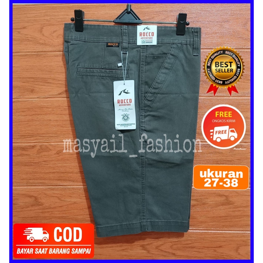 *MASYAIL FASHION* CELANA KATUN SKINNY PRIA DEWASA PENDEK BAHAN CHINO ORIGINAL VARIAN TERLARIS ROCCO