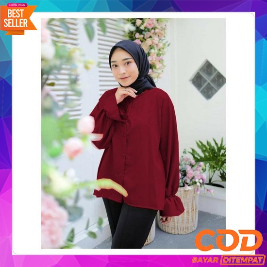 Kemeja Wanita Oversize Kancing Polos / Pakaian Atasan Cewek Korea Styl Estilo Kemeja Wanita / Kemeja