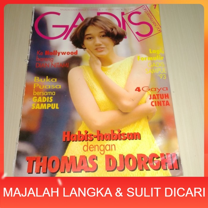 Majalah GADIS No.7 Mar 1993 NIKE ARDILLA ( RARE ITEM ) Langka