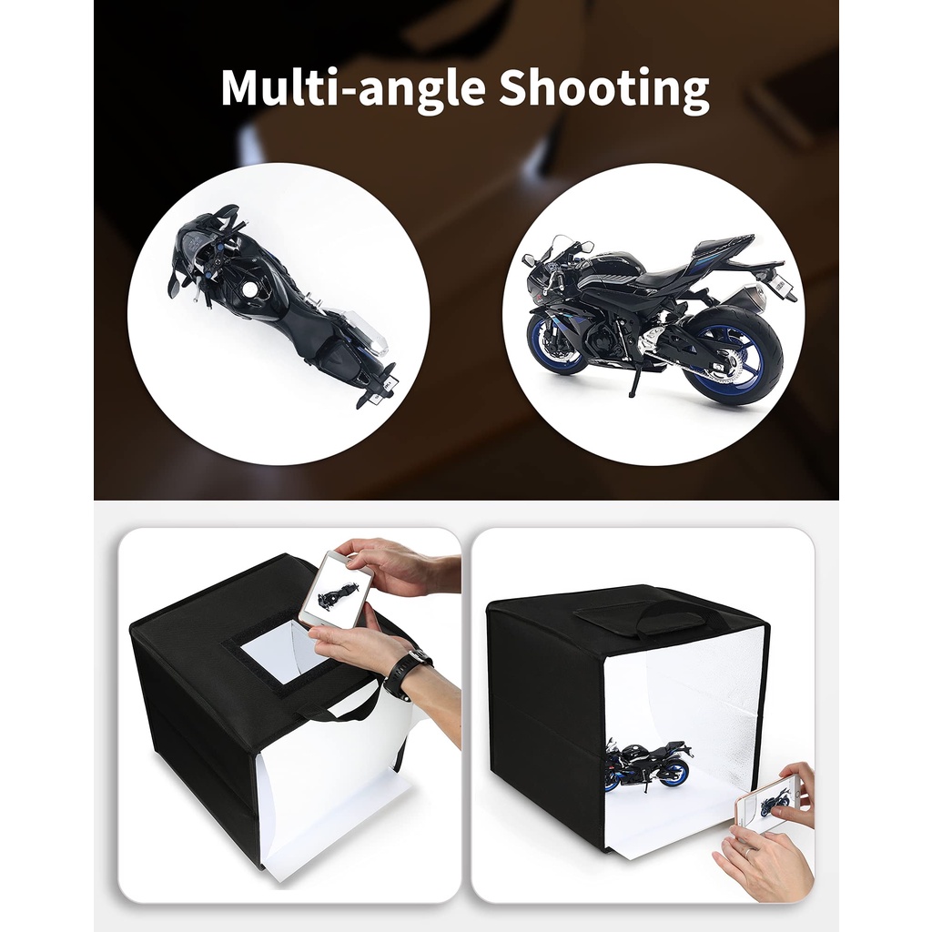 Topspot Photo Box 16&quot;/40 Cm Photo Studio Light Box Fotografi Shooting Tenda dengan Lampu LED Bergerak, Lampu Meja Dimmable Tenda dengan Berbagai Warna Latar Belakang