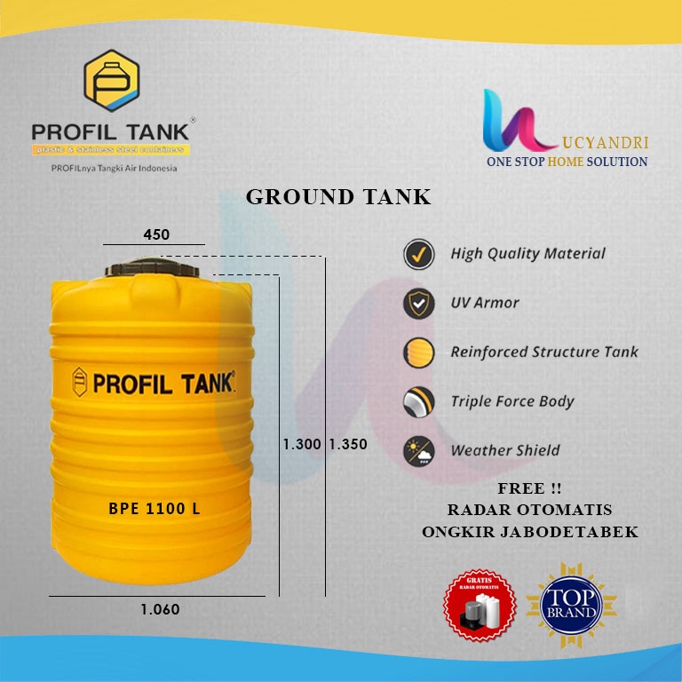 Tangki Air Tanam Profil Tank BPE 1100 L Toren KHUSUS Pendam Tandon