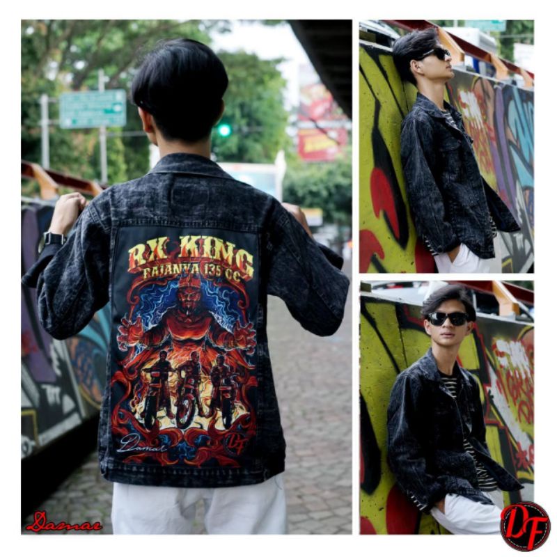 JAKET JEANS DENIM RX KING PRINTING TENGKORAK / JAKET PRINTING / JEANS TENGKORAK / JEANS PRINTING KER