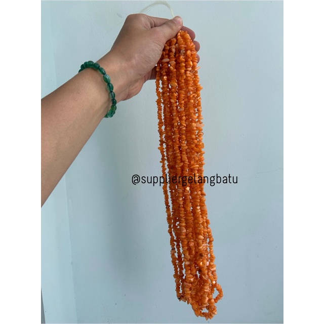 kerikil kerang mix CARNELIAN OREN ORANGE 1cm bahan gelang kalung akik