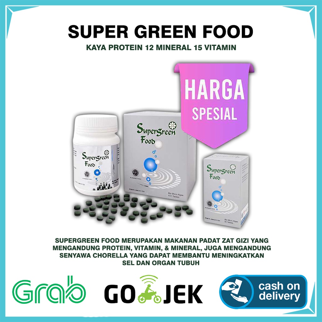 Supergreen Food (SGF) 600 750 tabs Suplemen Kesehatan Daya Tahan Tubuh Original KK Indonesia