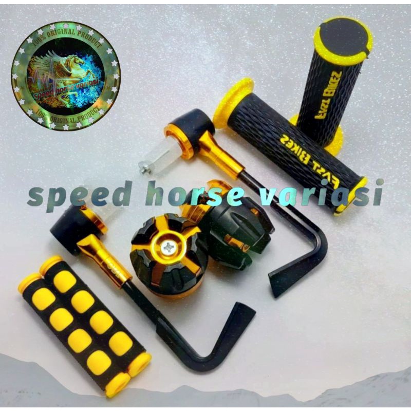 Paket 4 item Proguard L rizoma+Handgrip Gelombang+jalu As roda+karet Handle untuk semua motor Universal motor Variasi