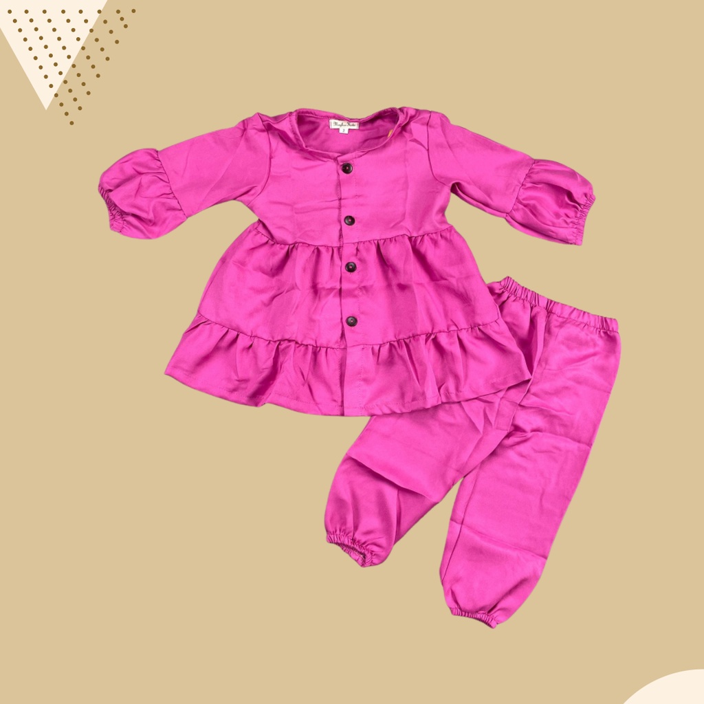 1-4TH SETELAN ANAK FREYA POLOS ONESET ANAK BY MYBEE Versi 2-FUSHIA
