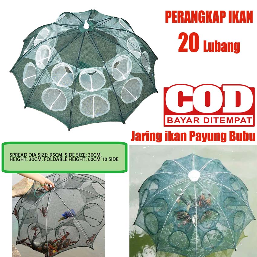 BISA COD! 20 lubang Jaring Ikan Hexagonal / Perangkap Kepiting Udang Ikan Lele Lobster / PAYUNG BUBU / BUBU UDANG PERANGKAP IKAN SUNGAI LAUT DANAU / JARING IKAN / jaring hordeng gordeng / Perangkap Payung Bubu