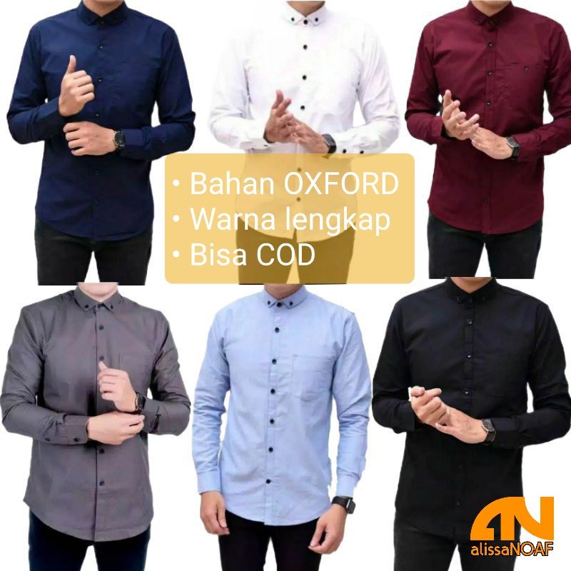 COD - KEMEJA LENGAN PANJANG PRIA DEWASA BAHAN OXFORD | BAJU KERJA KANTOR MURAH