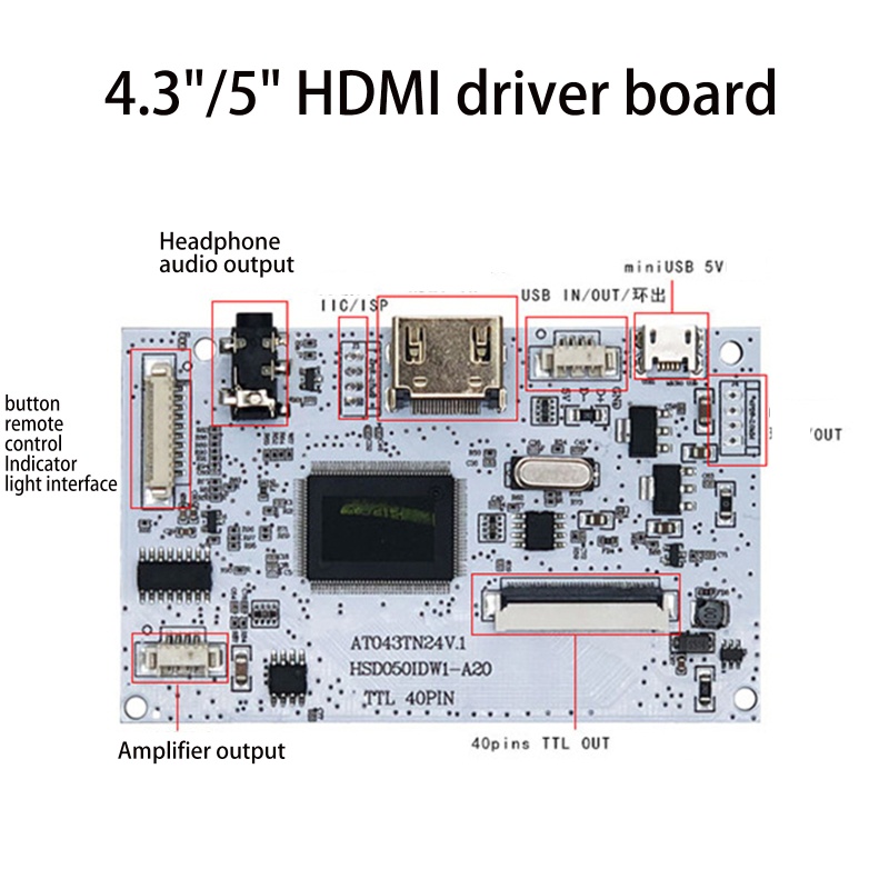 Btsg LVDS Controller Board 40Pin TTL 40Pin Driver Drive Universal Untuk AT043TN24 HSD050IDW