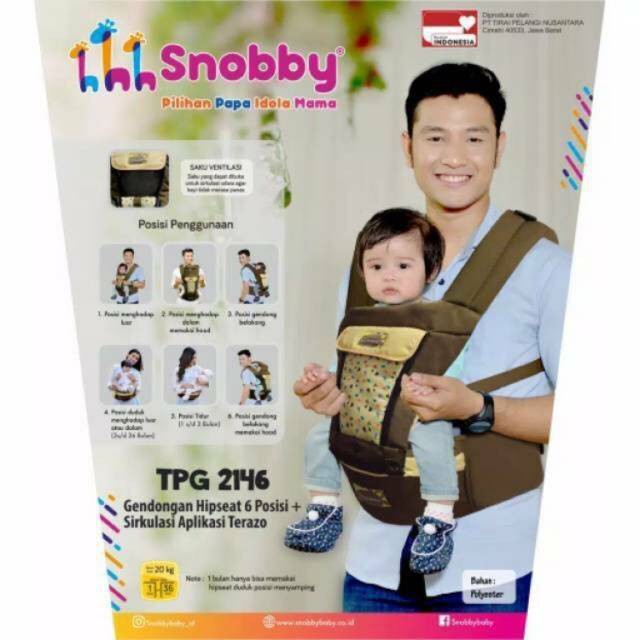 SNOBBY NEW SERRIES - HIPSEAT Original Gendongan Hipseat Snooby Tpg 2146 +Topi