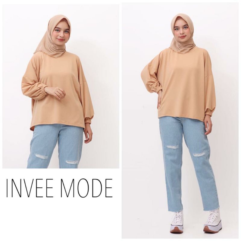 ATASAN BLOUSE WANITA BATWING JUMBO BIGSIZE OVERSIZE BABYTERRY SPANDEX - 1781-Cokelat Khaky