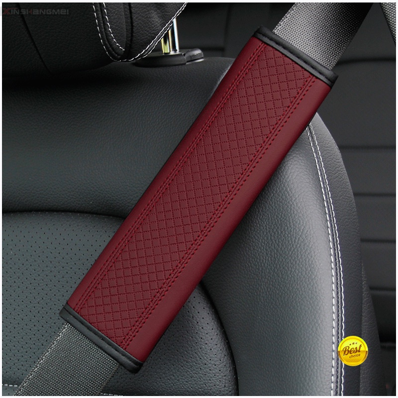 2pc Satu Pasang Klasik Kulit Car Safety Seat Belt Cover Car Shoulder Safety Belt Cover Pelindung Sabuk Pengaman Aksesoris Mobil