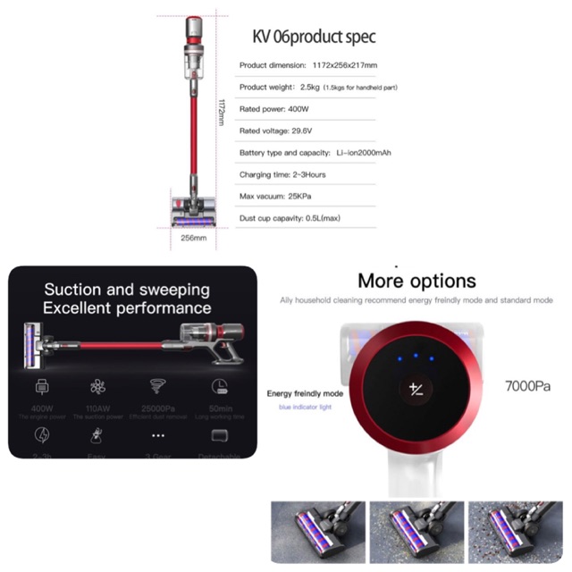 NEW PRODUCT !! KURUMI KV 06 Powerful Cordless Stick Vacuum Cleaner with UV + Mop Brush (Kurumi kv06)