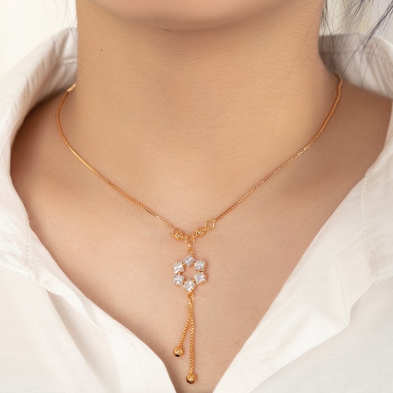 Kalung Wanita Liontin Bunga Ungu Fashion Aksesoris - Kalung Wanita Casual