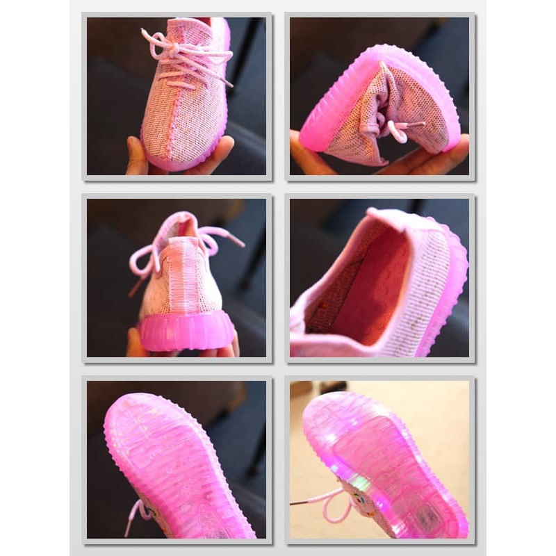 Sepatu Sekolah Anak Lampu / LED Knit Shoes
