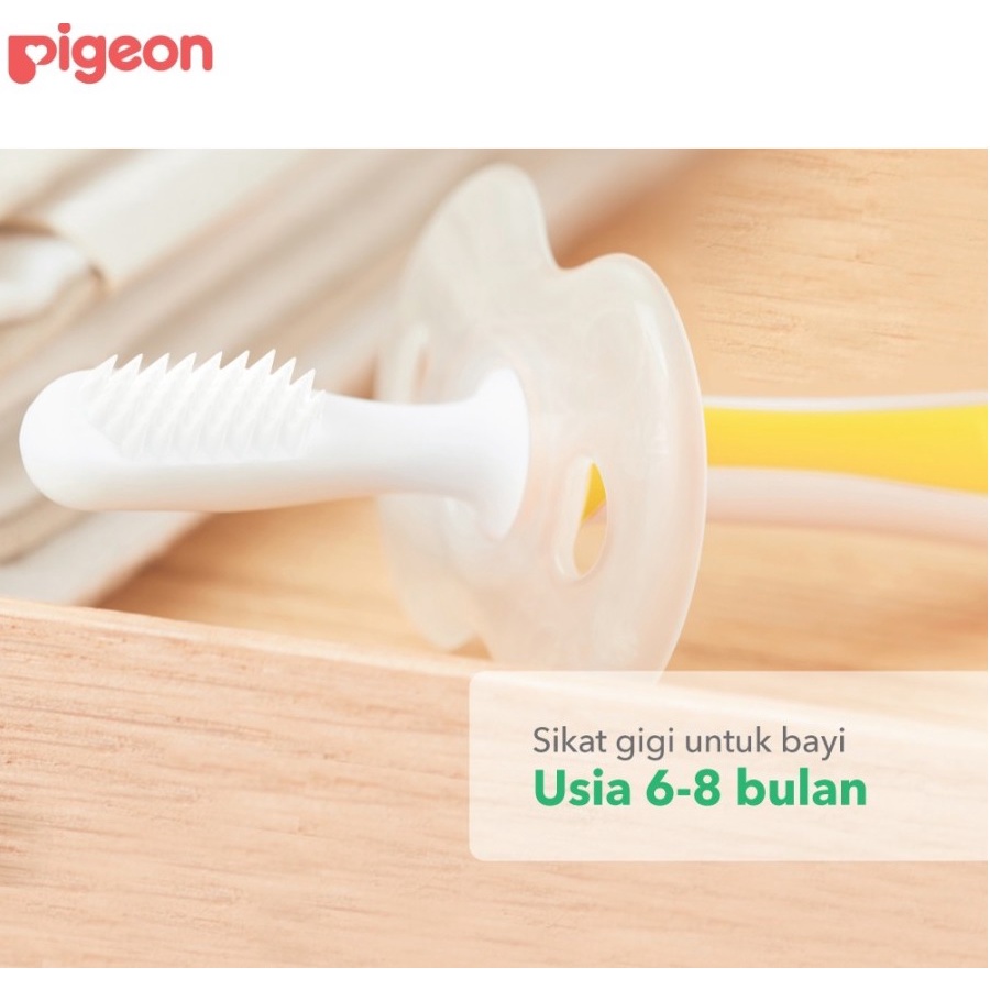 Pigeon Baby Training Toothbrush Lesson 1 Kuning Sikat Gigi Bayi Usia 6-8m+ Tooth Brush WHS