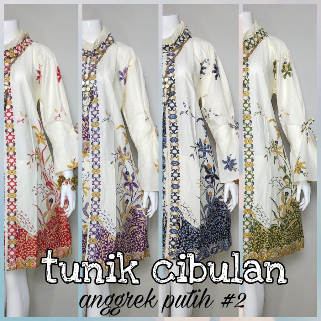 Tunik Cibulan Anggrek Putih #2 Batik Solo Seragam Kantor Muslim Midi Cantik