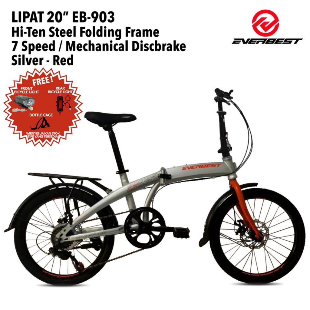 Sepeda lipat EVERBEST EB-903 20&quot; Hi-Ten Steel Folding Frame 7 Speed / Mechanical Discbrake