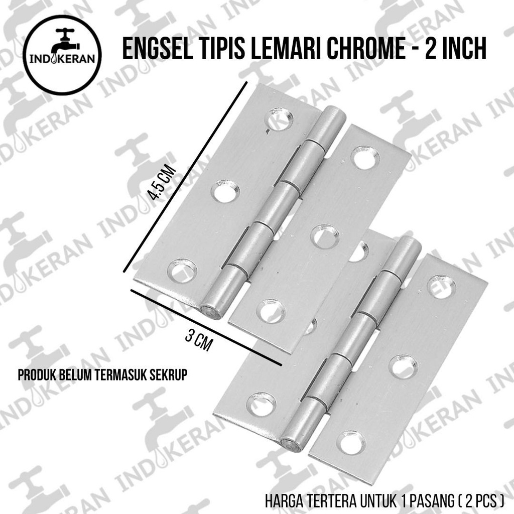 INDOKERAN - Engsel Tipis Lemari Chrome - 2 Inch