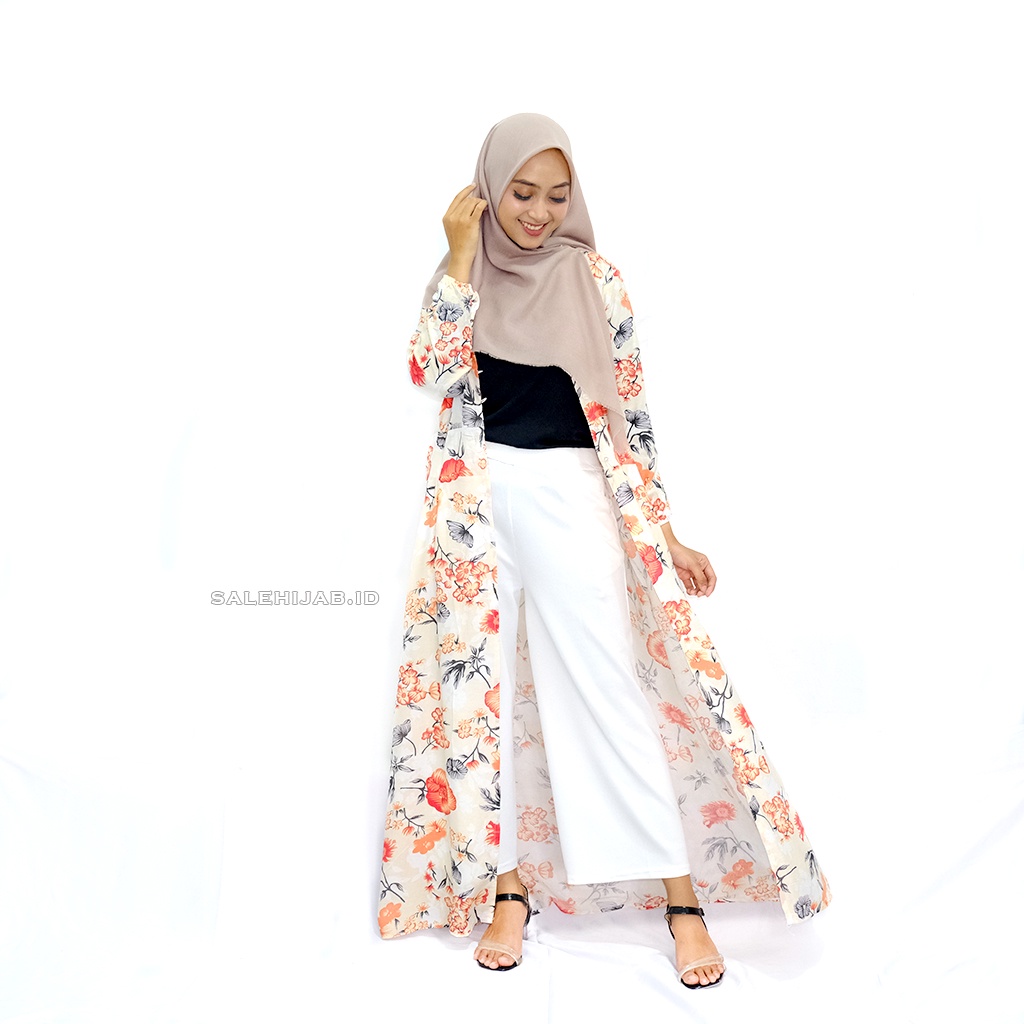 OSAKA LONG DRESS Belah Tengah - tunik panjang motif bunga