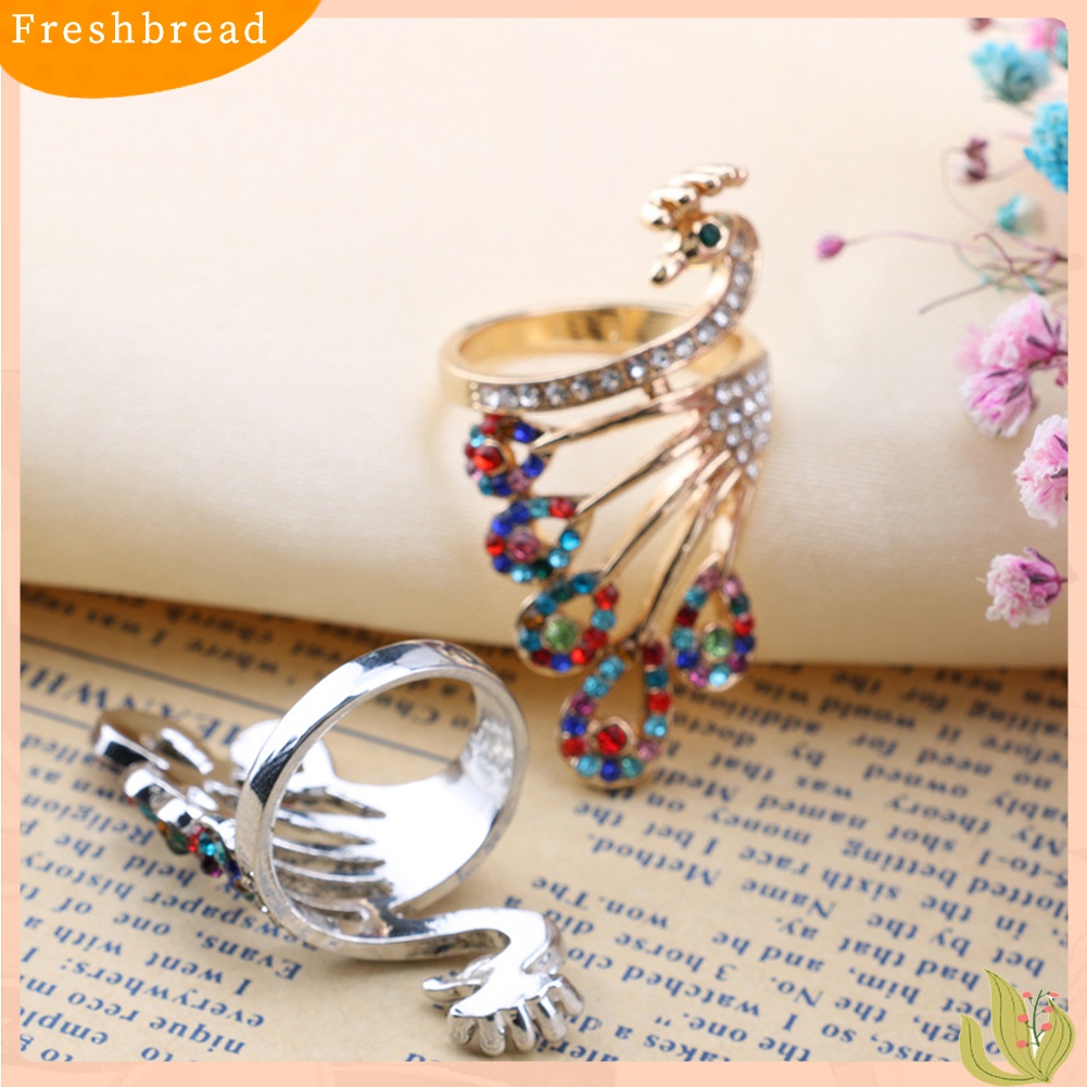 [TERLARIS]Women Retro Gold-plated Rhinestones Peacock Shape Finger Ring Jewelry Gifts