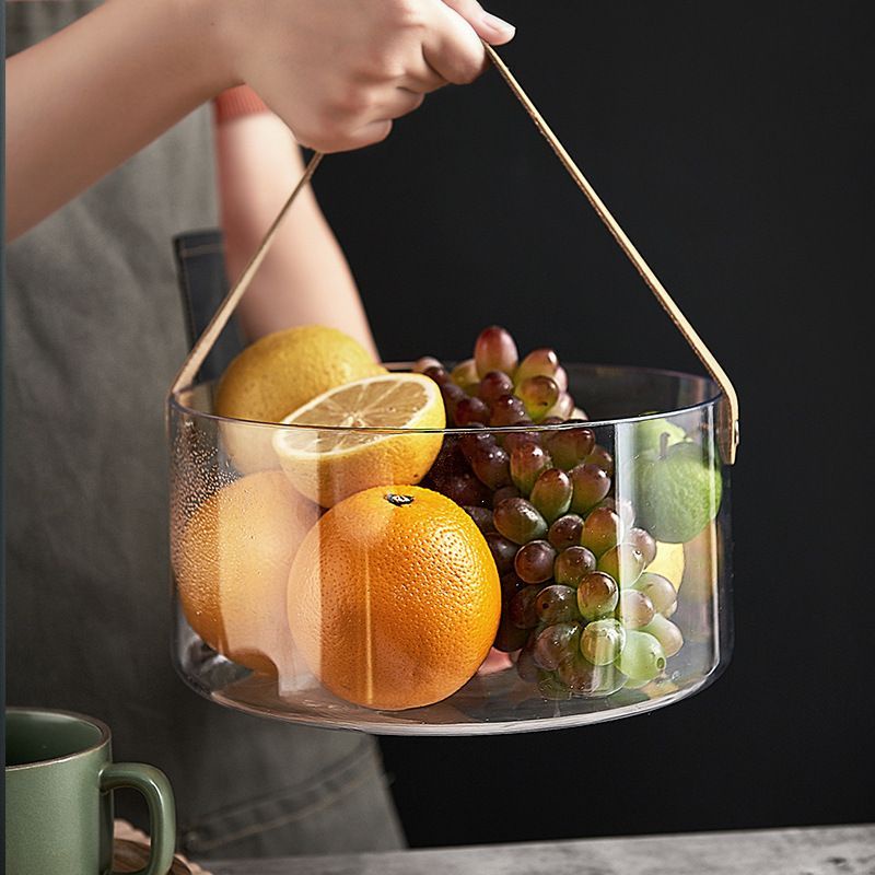 PICNIC BASKET ACRYLIC AESTHETIC BENING KERANJANG BUAH ES TRANSPARAN DENGAN TALI KULIT