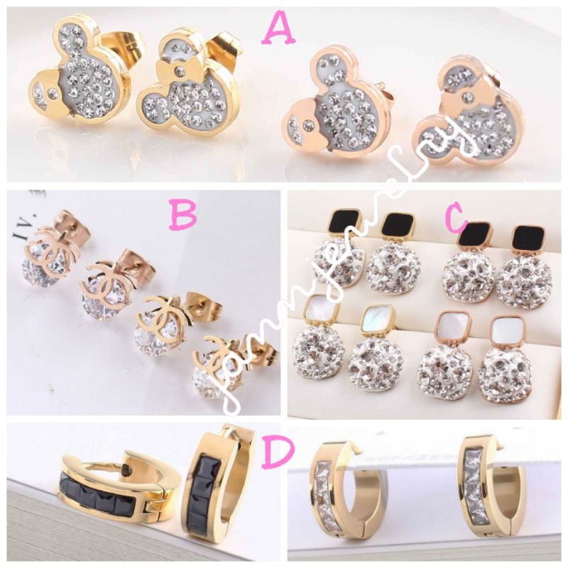 Anting Fashion Korea Titanium asli (AT 07) Anti Karat dan Alergi