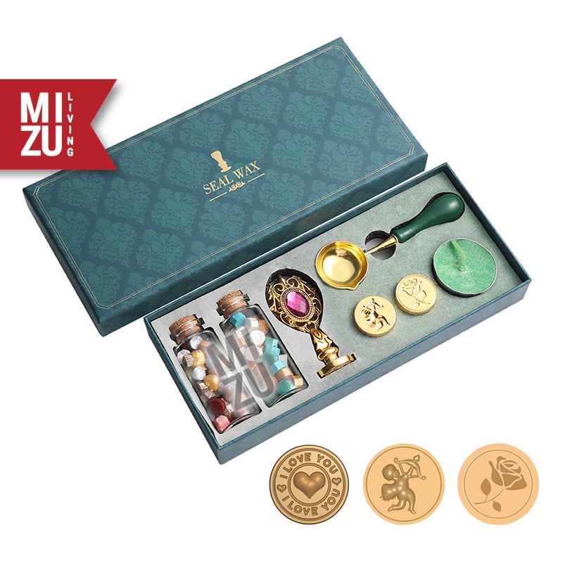 MIZU SIGNET Letter Wax Seal Set Aesthetic Calligraphy Companion Lilin Cap Stempel