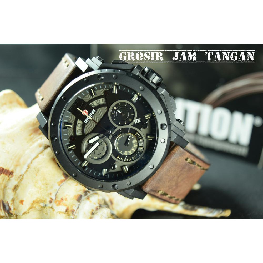 JAM TANGAN EXPEDITION 6402 MEWAH ELEGAN BROWN BLACK DAN ROSE GOLD CASE BEST SELLER