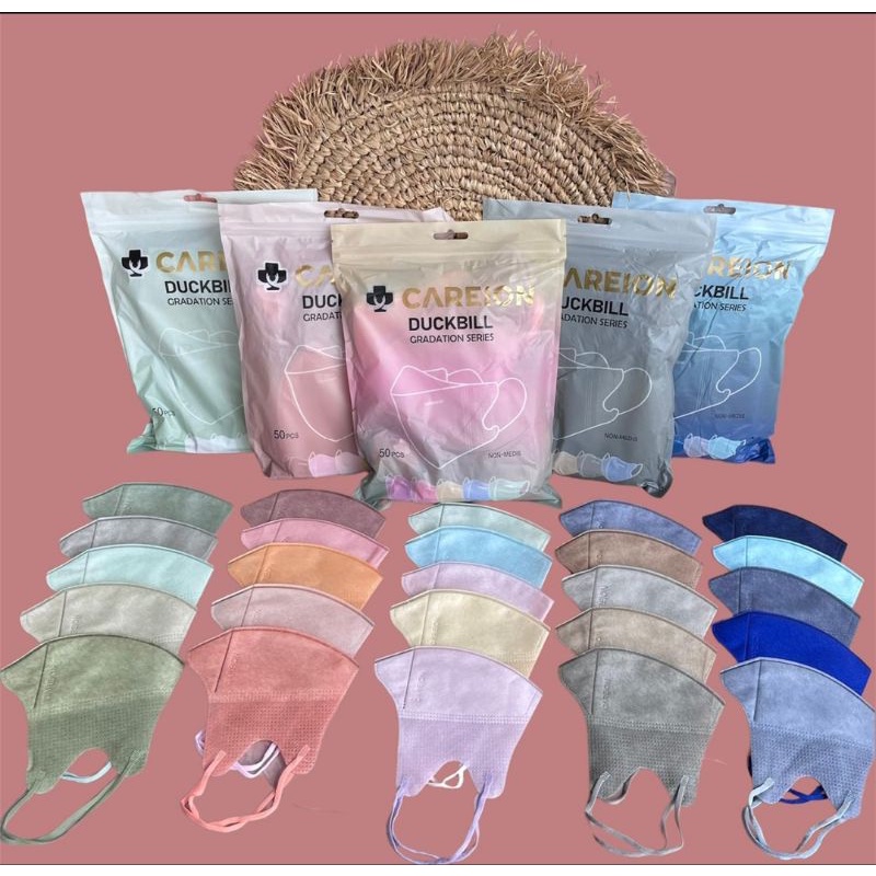 Original Masker duckbill careion mix warna isi 50 duckbill mix warna warna warni nude pastel careion