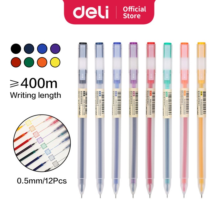 

TULIS-ALAT- DELI COLOR GEL PEN PULPEN GEL WARNA NEEDLE TIP 0.5MM 1PCS 8 WARNA A119 - HITAM -ALAT-