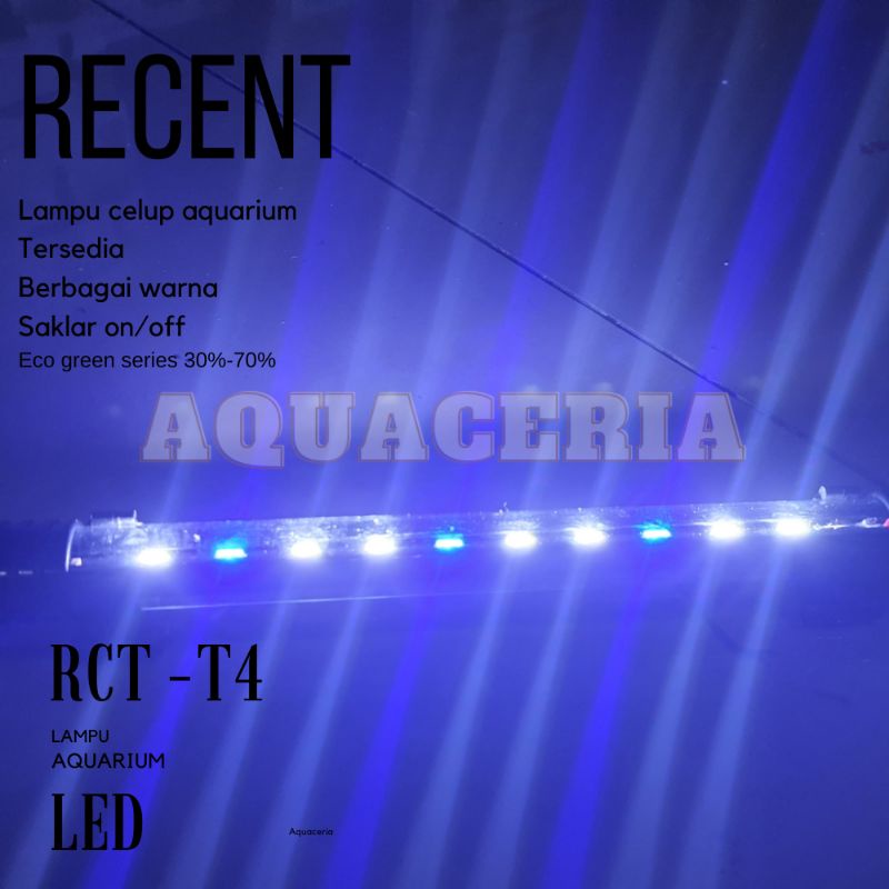 Lampu celup aquarium 120cm RECENT RCT-1200-T4-LED lampu LED aquarium 18 WATT