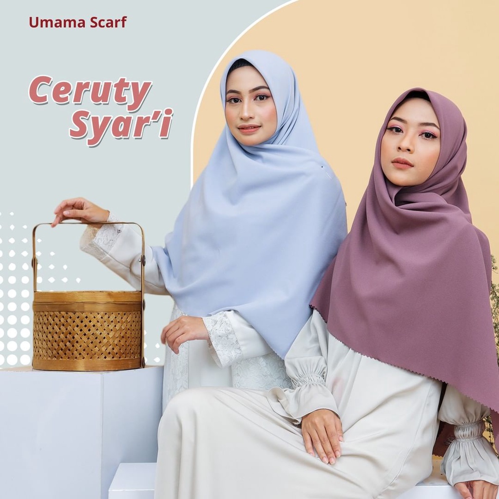 Hijab segiempat Syari 140 x 140 cm Jilbab Syari Ceruty Syari Umama Jahit Tepi Part 2